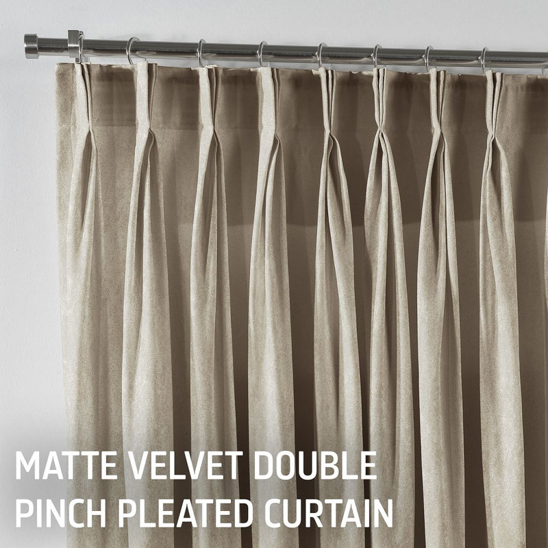 Room Darkening Single Curtain Panel, 190cm Width x 145cm Drop, Beige