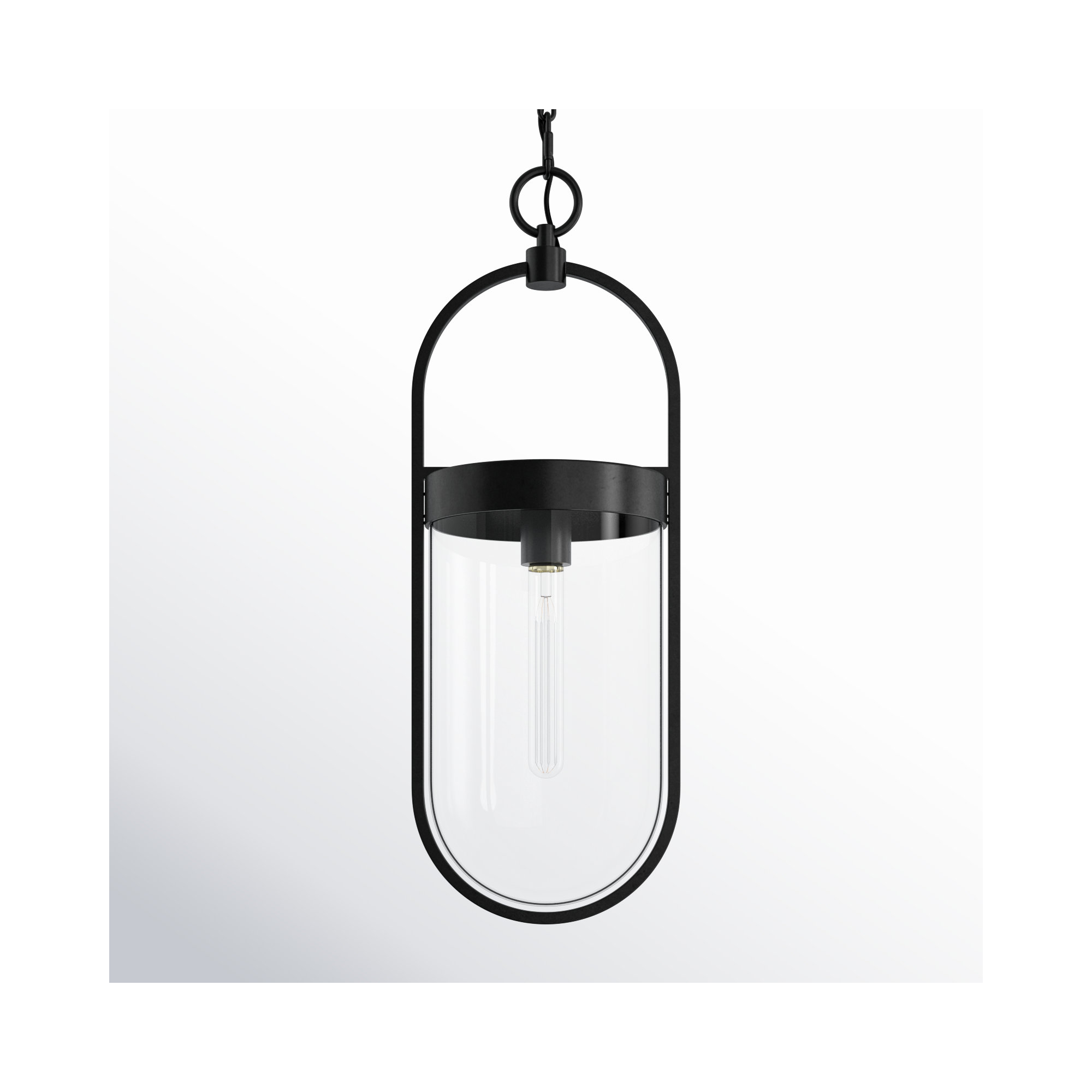 Single Light Glass Dimmable Pendant, Aged Iron, 22.75" H x 7.5" W x 8" D
