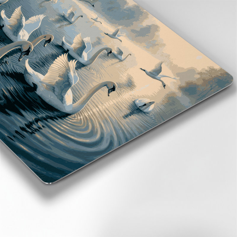 Birds Mute Swan Grey Metal Wall Art, 132" H x 168" W x 0.05" D