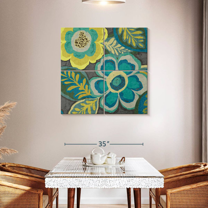 Assortiment floral bleu sarcelle sur gris foncé II