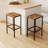 Set of 2 Square Wooden Top Bar Stools with Footrest
