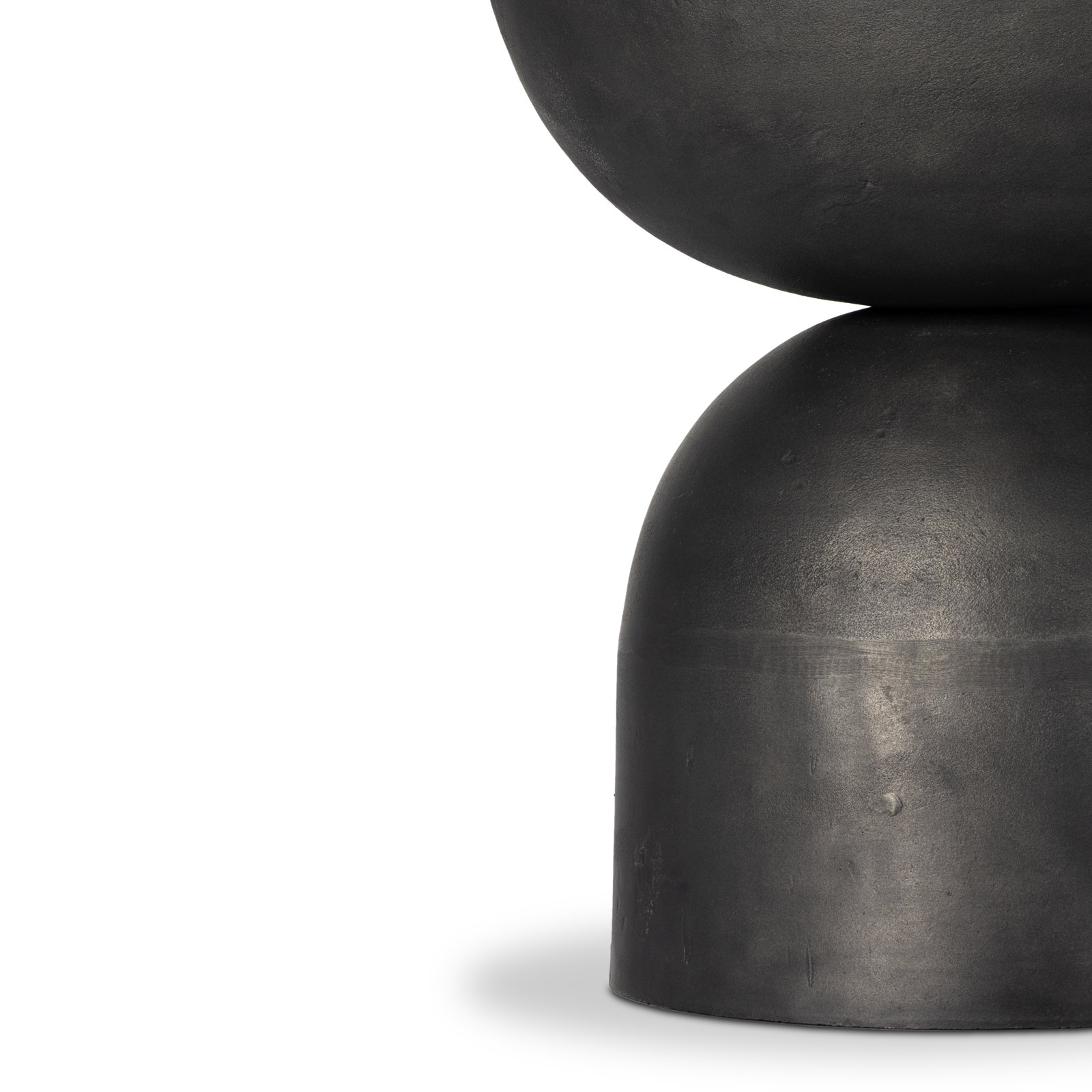 Seraphine Pedestal End Table, Creamy Taupe Marble, Hammered Gray