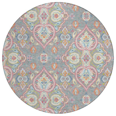 Machine Washable Indoor/Outdoor Husby ACN2207 Bohemian Rug