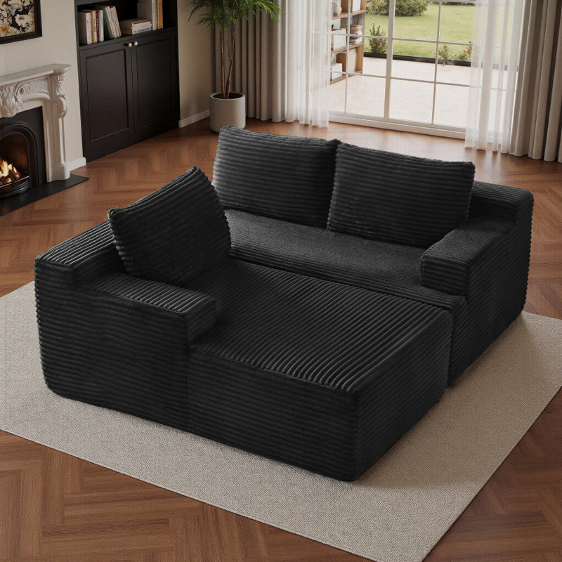 Boneless 96" Sectional Couches For Living Room Modern Modular L-Shape Cloud Sofa Compression-Boneless Deep Seat Couch With Chaise