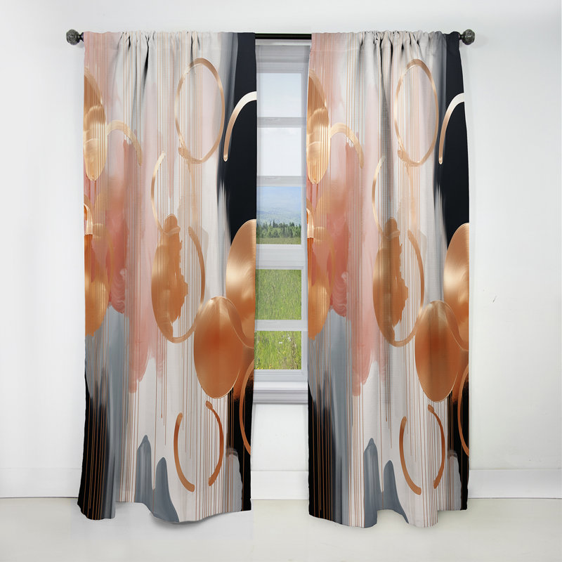 Fenderson - Shapes Abstract Blackout Curtain - 1 Panels, 52" W x 90" L