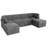 Joko 130.7" 6-Seater Corduroy Reversible Modular Corner Sectional Sofa with Ottoman U-Shape-1393145697