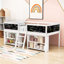 Lit mezzanine simple en bois multifonctionnel avec tableaux noirs et tablettes décoratives-1494370711