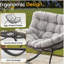 Fauteuil à bascule gris clair avec repose-pieds, fauteuil en osier et coussins résistants aux intempéries-1938402649