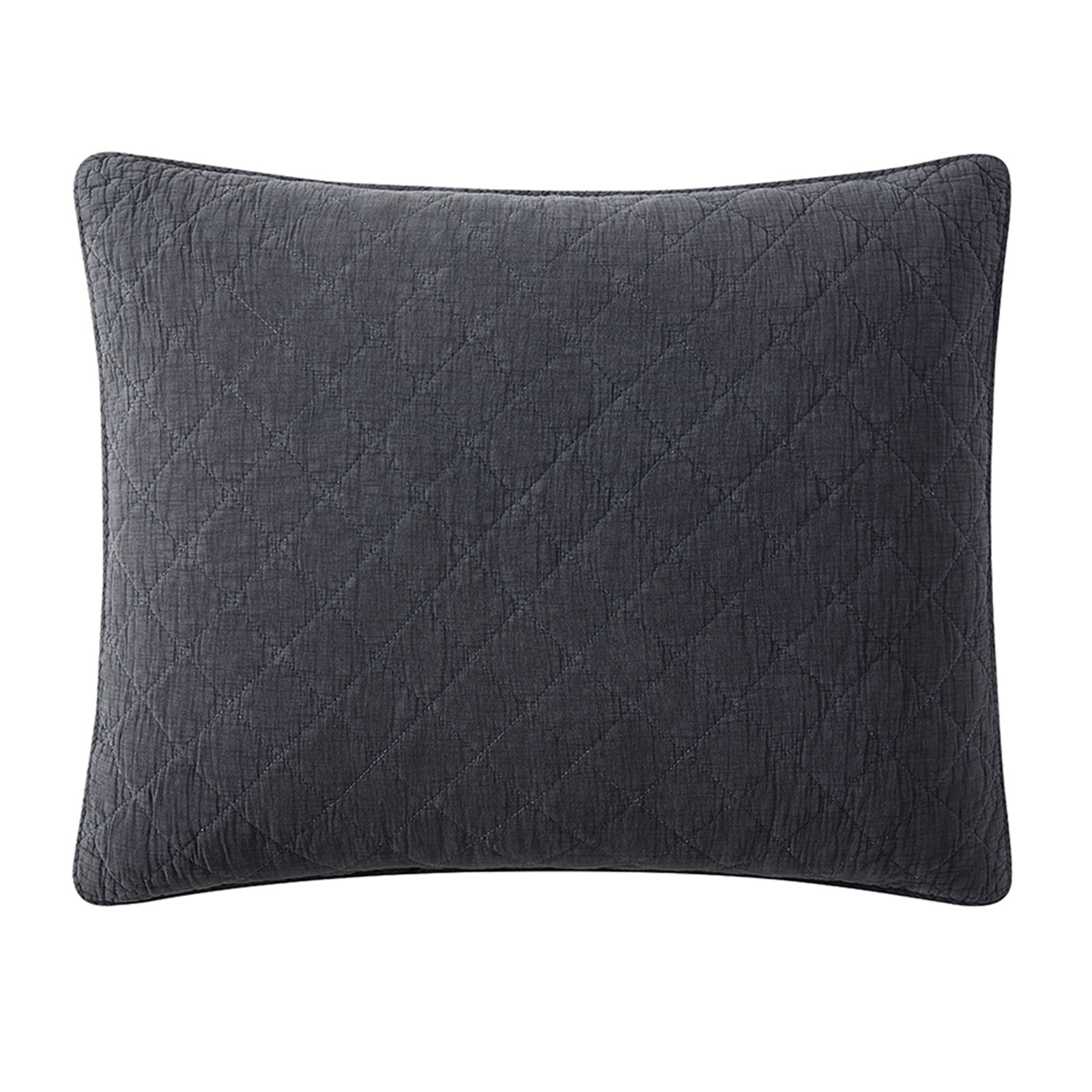 Bostwick Stonewashed Cotton Gauze Solid Color Classic Casual Modern Rustic Pillow Sham, Standard/Twin, Charcoal