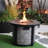Outdoor Propane Fire Pit,Square Stonecrest Gas Fire Pit for Outside Patio,Concrete Propane Fire Table 50,000 BTU Gas Fire Pit w Lava Rocks,Waterproof Cover