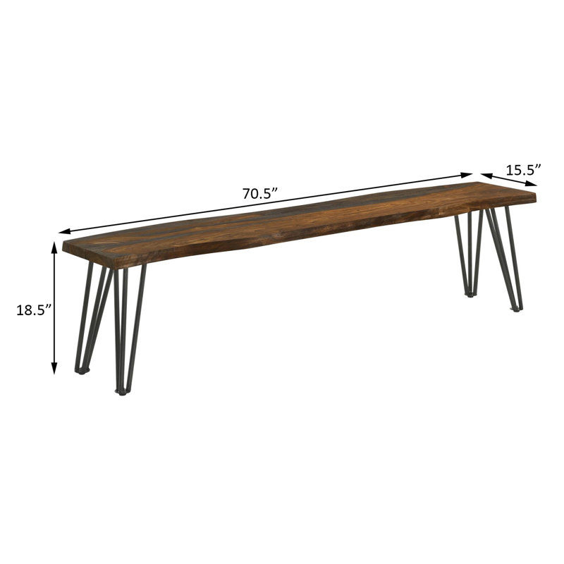 Emory Sheesham Grey And Gunmetal Live Edge Dining Bench