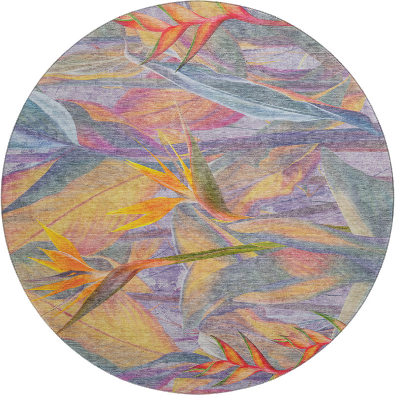 Premium Machine Washable Cerrito AMF209 Multi Rug, Round 8'