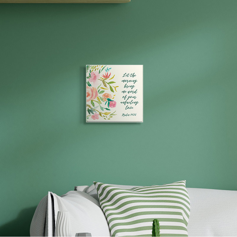 Psaumes 143: 8 Proverbes, charmantes fleurs roses par Studo W - impression, H 12 po x l 12 po x P 0,5 po, Bois naturel