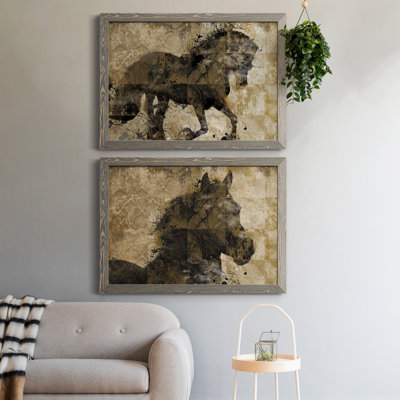 Midnight Stallion - ensemble de 2 peintures sur toile encadrées