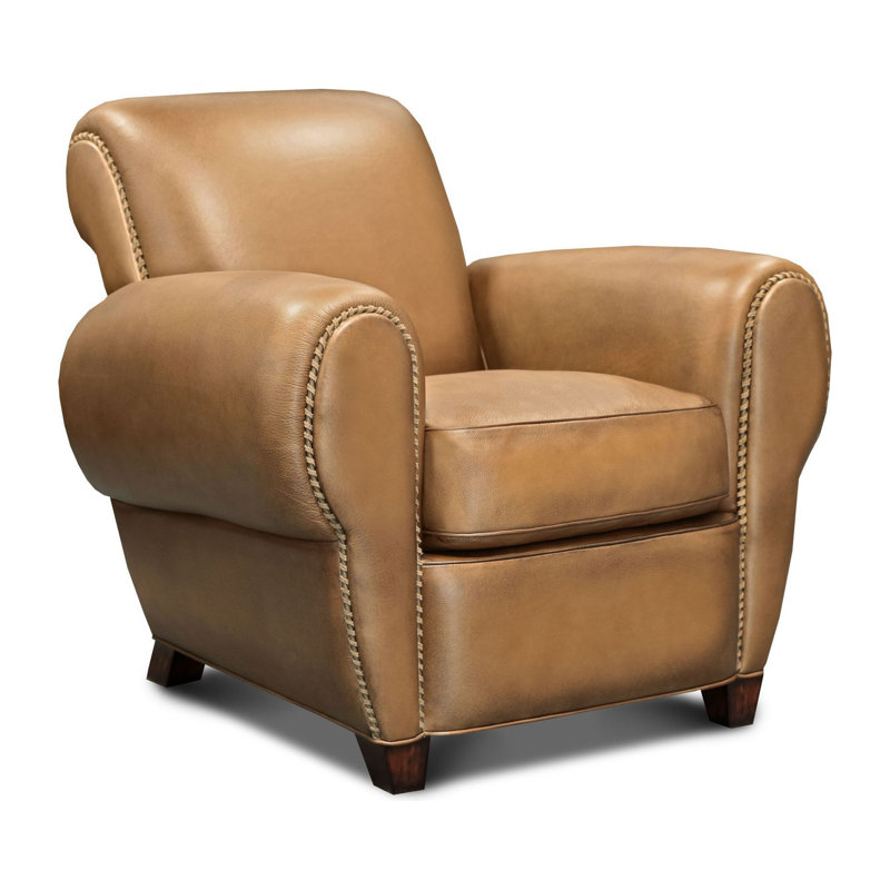 Parisian Leather Armchair, Espresso, Noveaux Olive