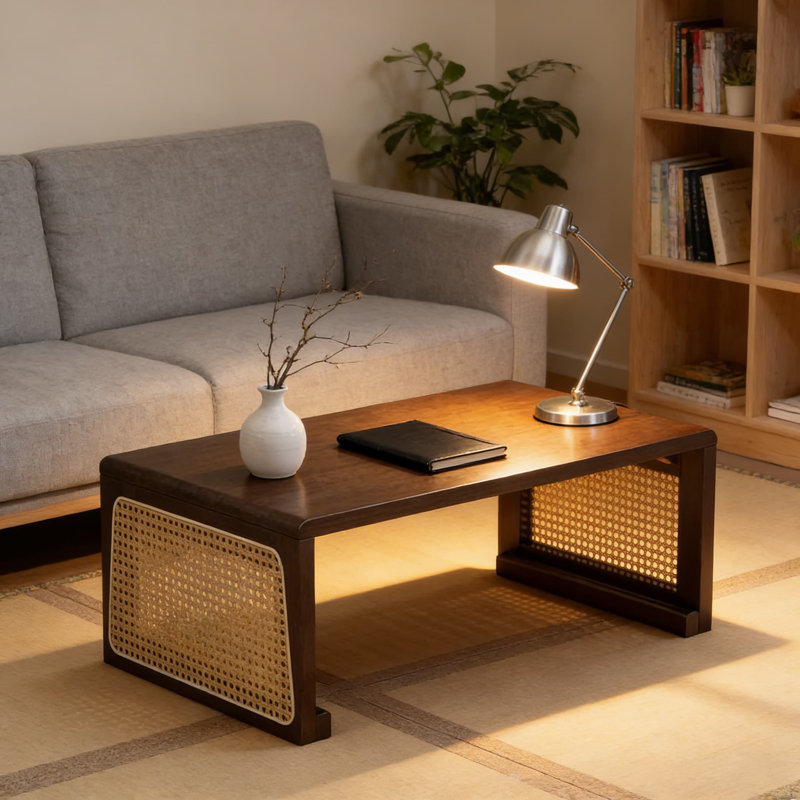 Table de plancher japonaise: table basse pliante en bois massif avec détails fabriqués à la main, table basse portable pour tatami, salon et utilisation multifonctionnelle