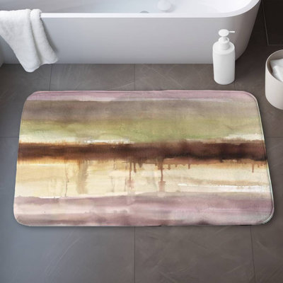 Stripes Bath Mat with Non-Slip Backing - Quick Dry Memory Foam Bathroom Rug - Absorbent - Modern Plush Spa-Style - Machine Washable