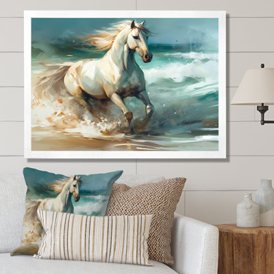 Cheval sur la plage II - art mural cheval pour le salon