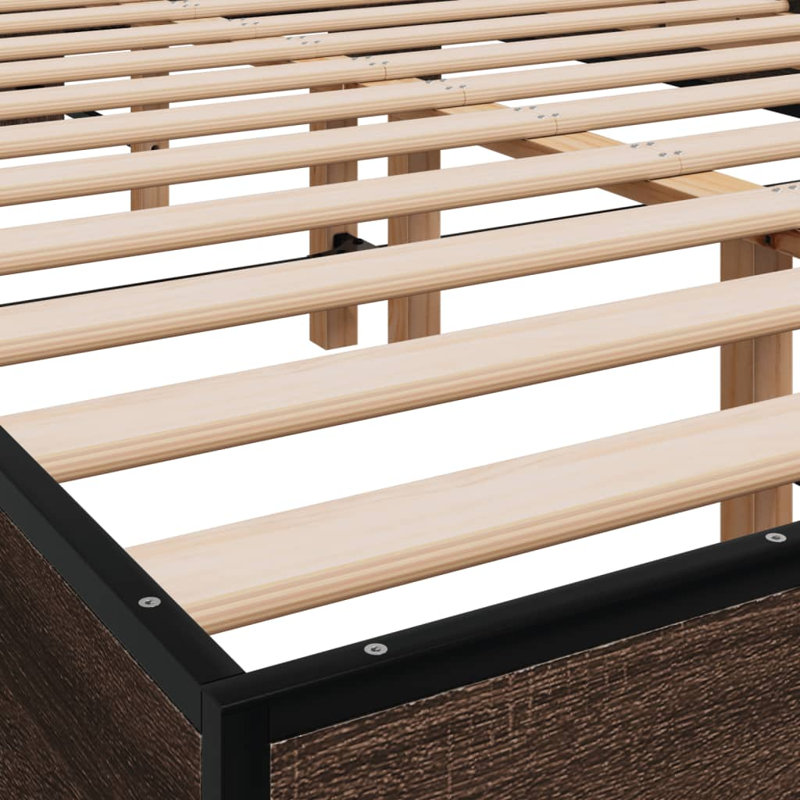 Otylie Bed Frame, UK Double - DE 135 x 190 cm, Brown Oak