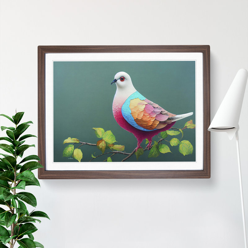 Cosmopolitan Dove Bird - Framed Print, 46cm H x 64cm W x 2cm D, Walnut Framed