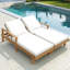 Chaise longue d'extérieur réglable à 5 positions avec structure en bois massif, coussins épais et accoudoirs Jovi-126554040-126554039