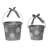 Metal 8.25 in. Gray Christmas Snowflake Buckets with Bow Set of 2