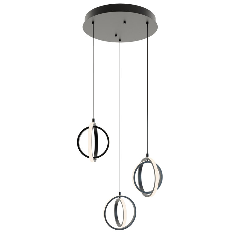 3 - Light LED Cluster Pendant, Satin Nickel