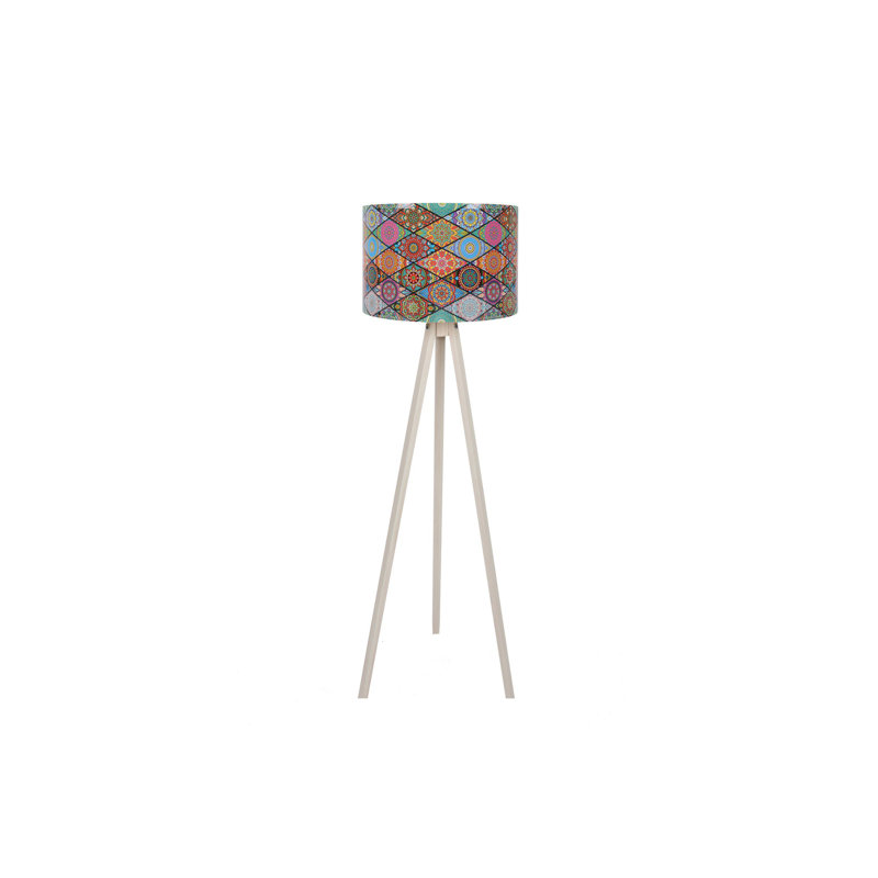 Lampe sur pied à panneau de fibres à densité moyenne de 70,1 po avec capuchon en polypropylène Ethnic Southwestern Diamètre du capuchon: 15 po, longueur de câble maximale: 78,7 po | Douille E27 (40 W maximum), interrupteur marche / arrêt, conception unique de mandala pour une décoration intérieure élégante