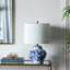 Lampe vase en céramique bleue et blanche
