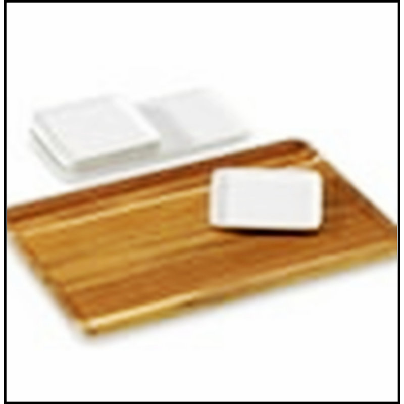Ensemble de planche à pâtisserie en porcelaine blanche 6 pièces avec plateau de service en bois d'acacia pour une utilisation élégante et polyvalente
