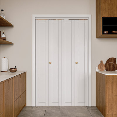 80H Panel Solid Wood Bi-Fold Door with Installation Hardware Kit