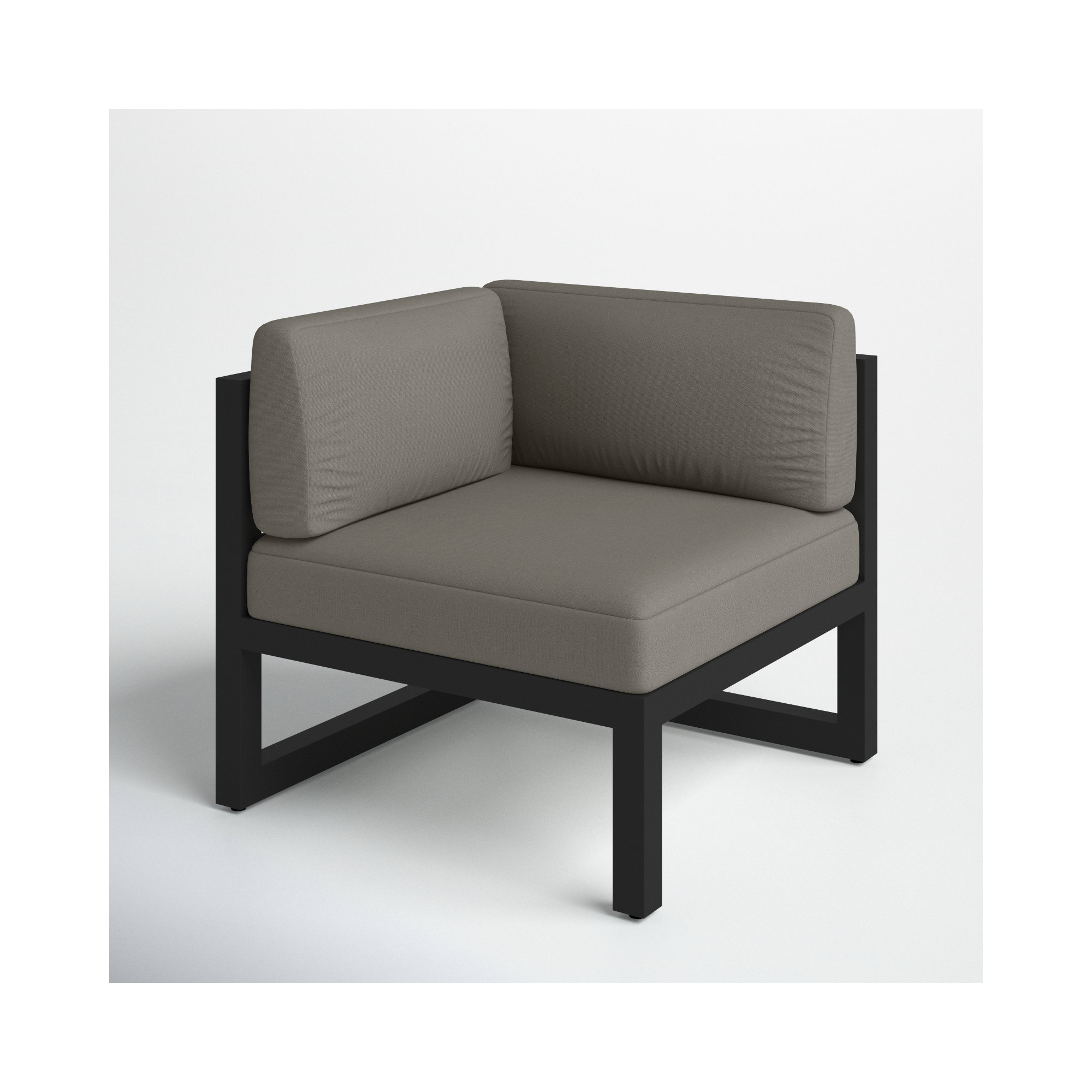 Smith Outdoor Corner Chair with Sunbrella Cushions, Black, Canvas Charcoal