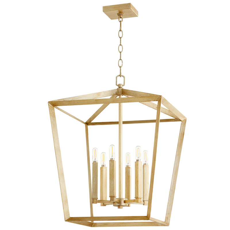 Hyperion 6 - Light Chandelier, Aged Silver Leaf