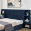 King Size Modern Storage Platform Bed Frame, Glossy Headboard with Side Bookcases & Drawer, Mattress Excluded-133073319