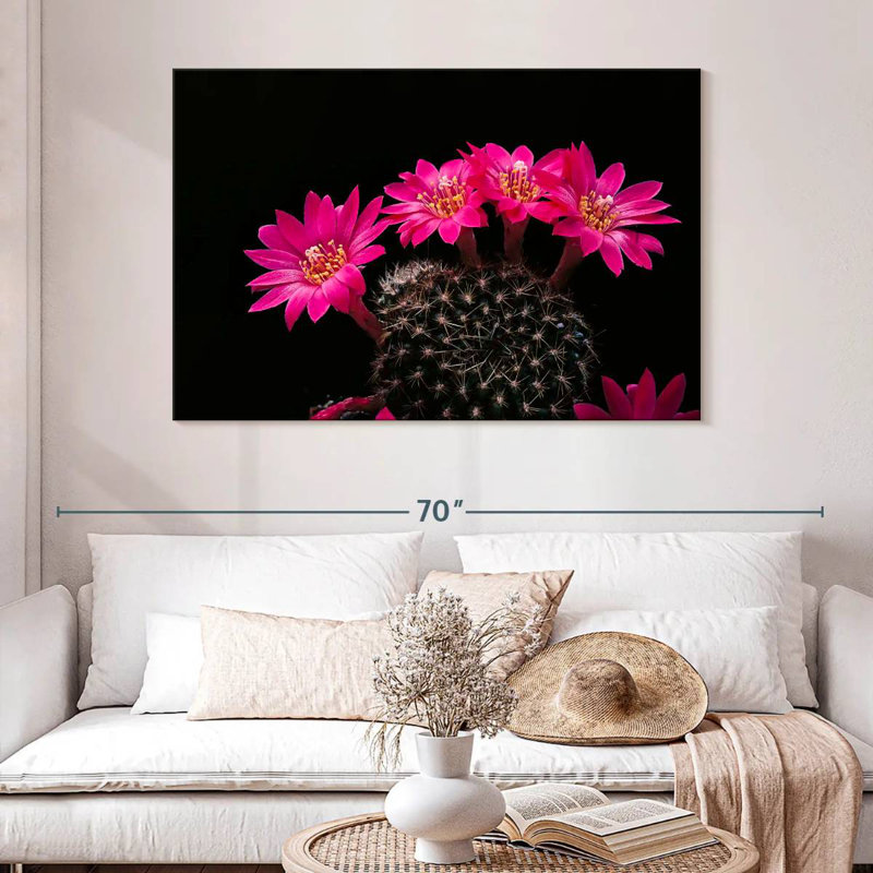 Fleurs de cactus roses Harnek, H 32 po x l 48 po