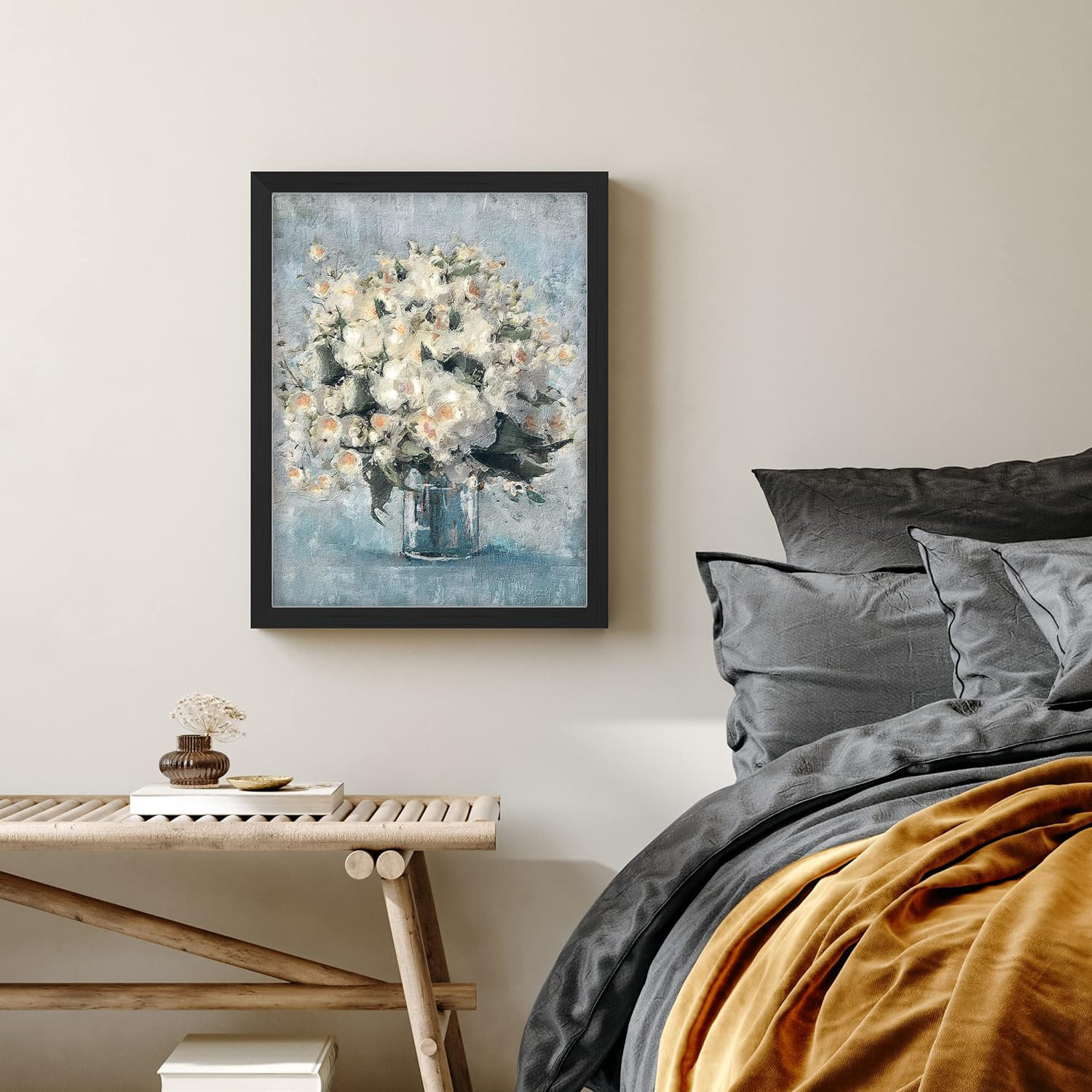 SIGNLEADER Watercolor Grunge Flower Bouquet Wall Art Floral Botanical ...