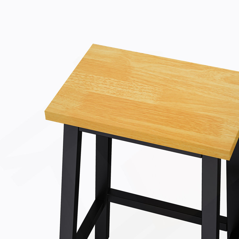 Solid Wood Bar Stools (Not Cheap Iron), 25.6" Tall Set of 2 Bar Chairs, Kitchen Counter Stools with Footrests, Farmhouse Stools for Dining Room, Kitchen, Counter