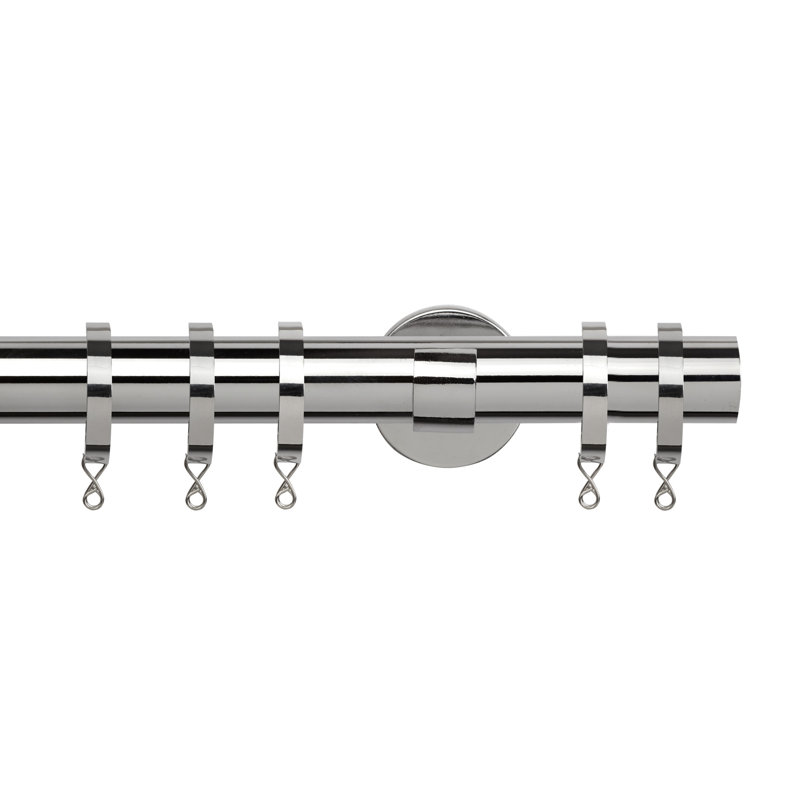 2.8cm Single Curtain Pole, 250 cm W x 2.8 cm H, Chrome