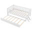 Lit plateforme en bois avec garde-corps et gigogne, noyer-51485416