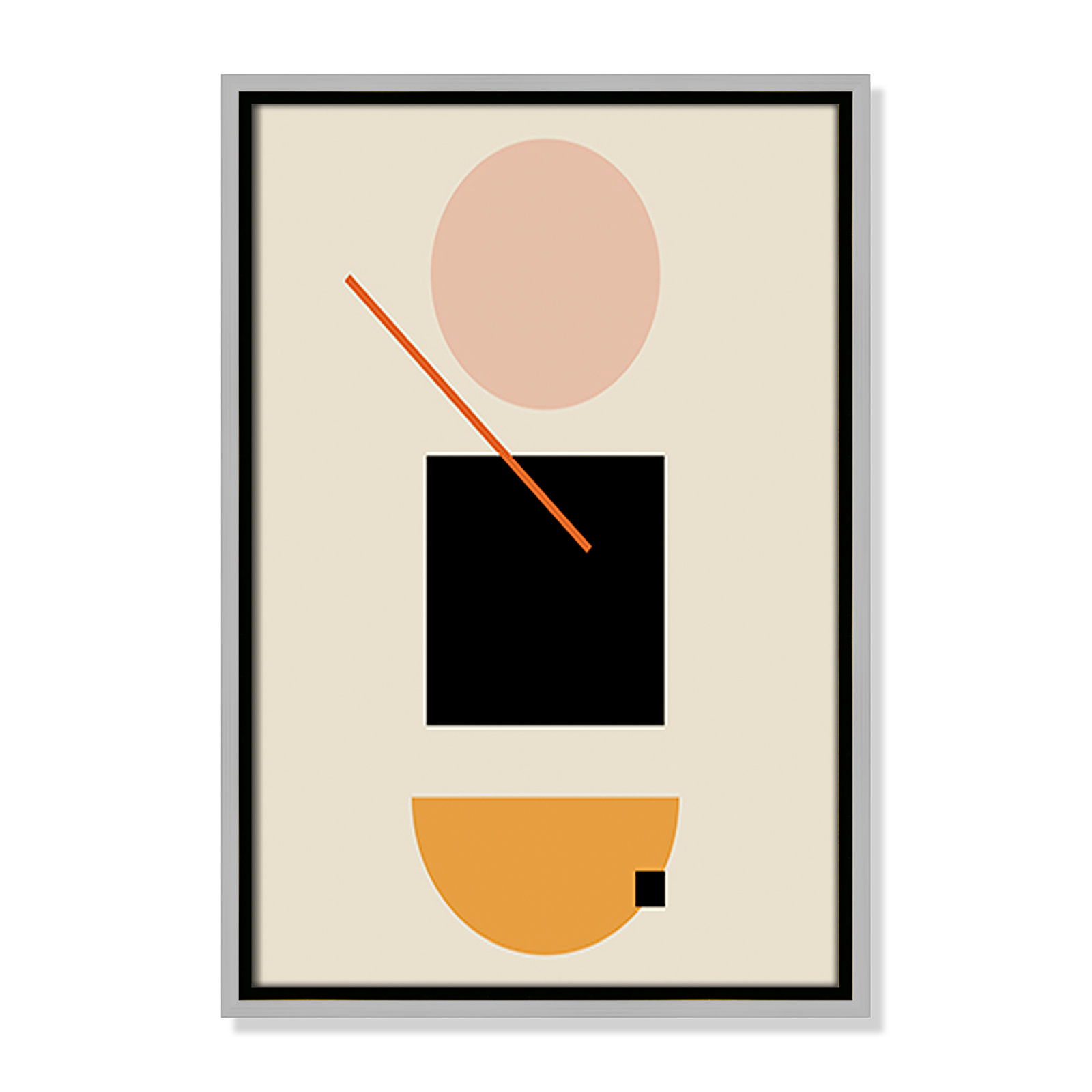 Simple Shapes Print, 19.5" H x 13.5" W x 2" D, Silver Framed