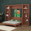 Grand lit escamotable avec bureau et tablettes de rangement, armoire escamotable en bois avec bibliothèque, lit escamotable vertical-726952398