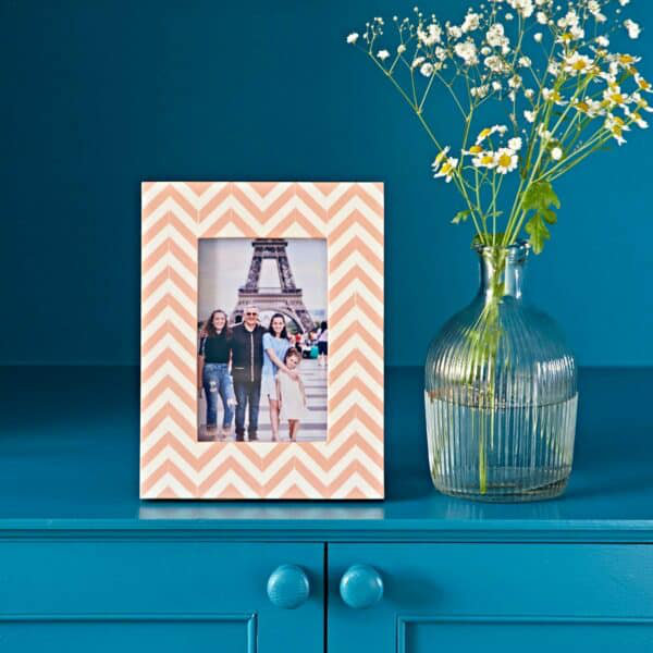 Pink/White Solid Wood Picture Frame, 10.16cm x 15.24cm