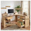 Bureau en L 59 po cannelé avec station de charge et armoire de rangement 59 po Modern