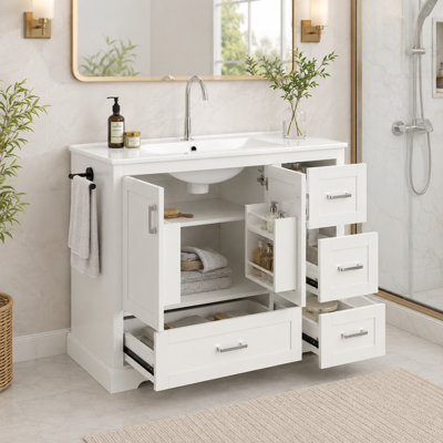 Meuble-lavabo 4 tiroirs avec porte-serviettes Heywood