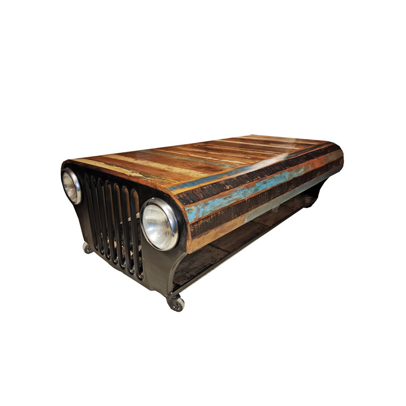 Table basse avec rangement en bois massif, H 20 po x l 70 po x P 32 po