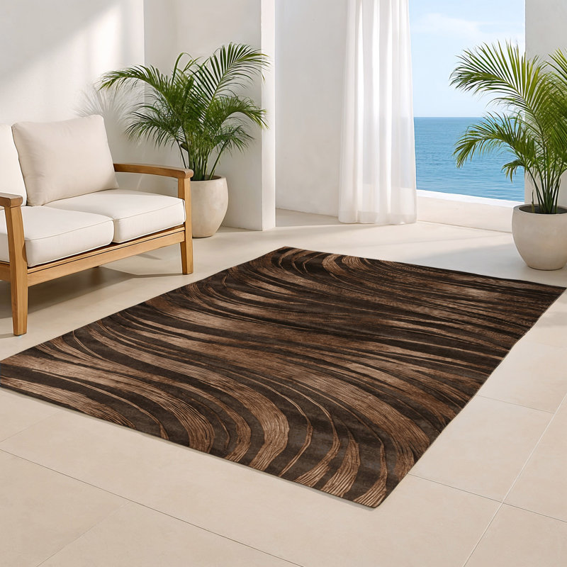 Tapis brun abstrait intérieur et extérieur, Rectangulaire 2 pi x 3 pi