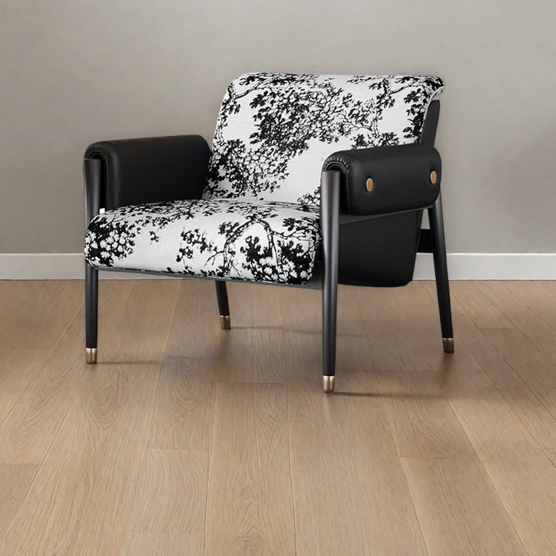 Chaise d'appoint Minimalist Elegant, Mélange de lin noir/blanc