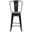 Tabouret de bar ou de comptoir en métal Marian avec dossier et siège en bois Marian-2127243145-2101696441-2101696452