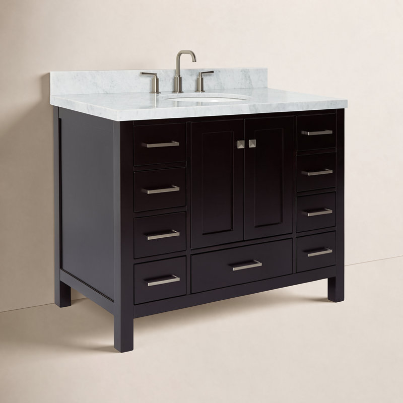 Ensemble de meuble-lavabo simple 43 po Cambridge, Espresso / nickel brossé, Ovale