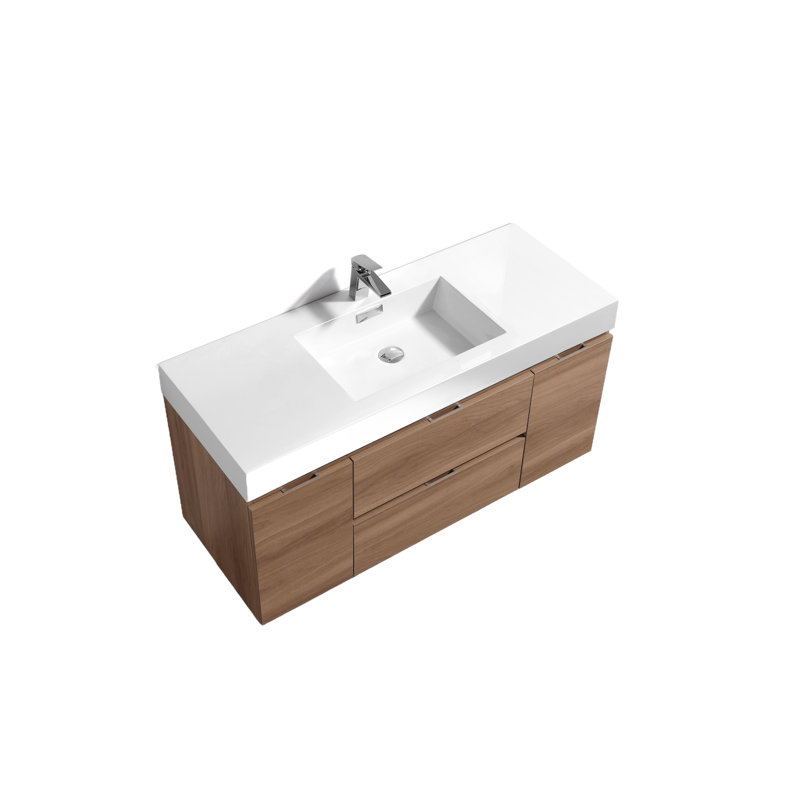 47.25'' Single Bathroom Vanity with Acrylic Top, Honey Oak